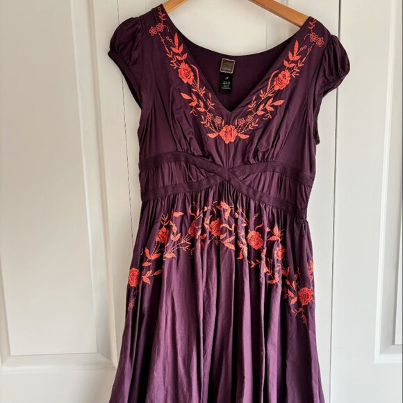 Lithe (Anthropologie) purple embroidered dress - Picture 1 of 1